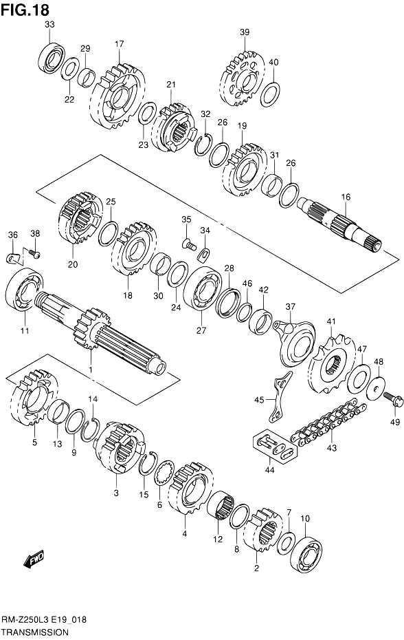 TRANSMISSION POUR SUZUKI RM ZRM Z250 L3 2012