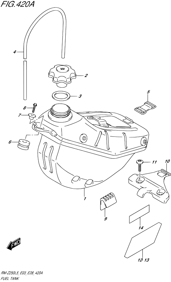 RESERVOIR DESSENCE POUR SUZUKI RM ZRM Z250 L5 1992