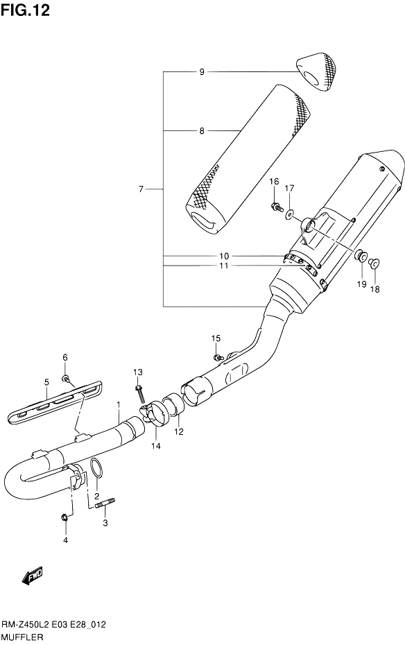 SILENCIEUX POUR SUZUKI RM ZRM Z450 L2 2012