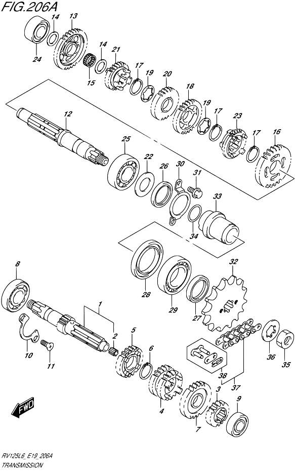 TRANSMISSION POUR VAN VAN 125RV125 L6  2016