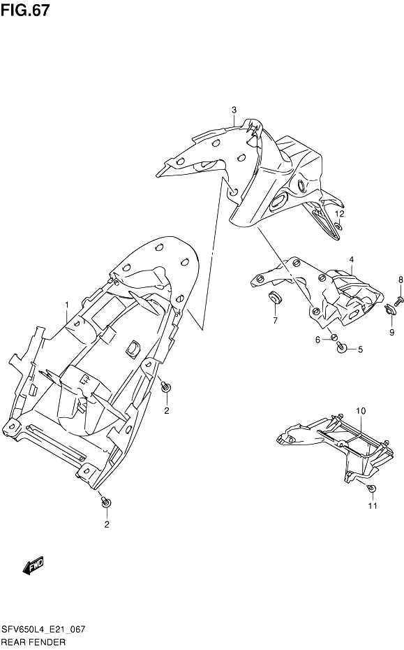 GARDE BOUE ARRIERE POUR GLADIUS 650SFV650U L4 2014