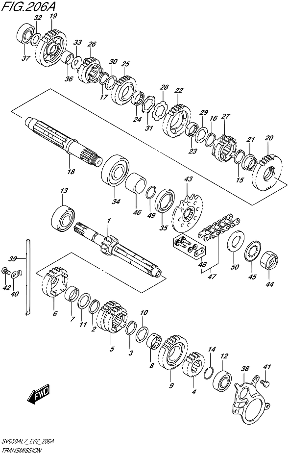 TRANSMISSION POUR SV 650 ABSSV650A L7 2017