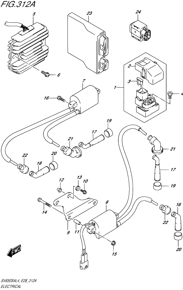 PARTIE ELECTRIQUE POUR SV 650 S ABSSV650SA L4 2014