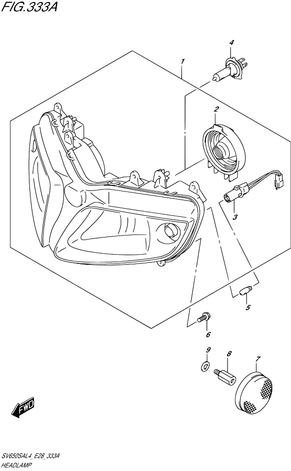 PHARE POUR SV 650 S ABSSV650SA L4 2014