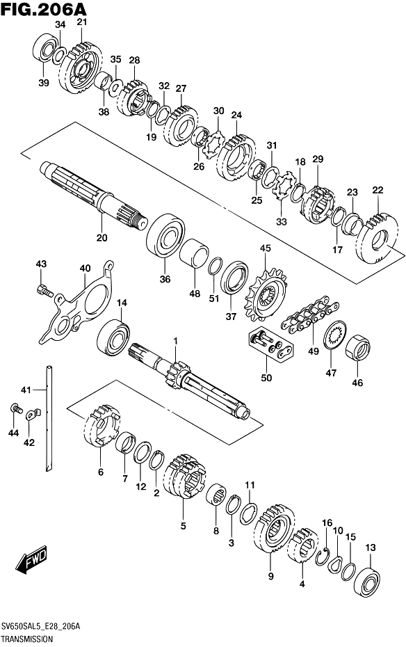 TRANSMISSION POUR SV 650 S ABSSV650SA L5 2015