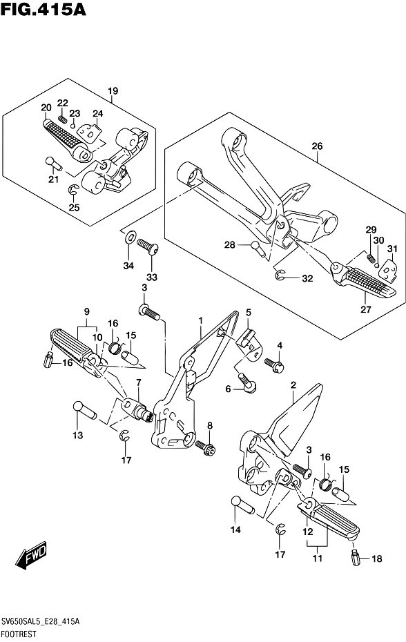 REPOSE PIEDS POUR SV 650 S ABSSV650SA L5 2015