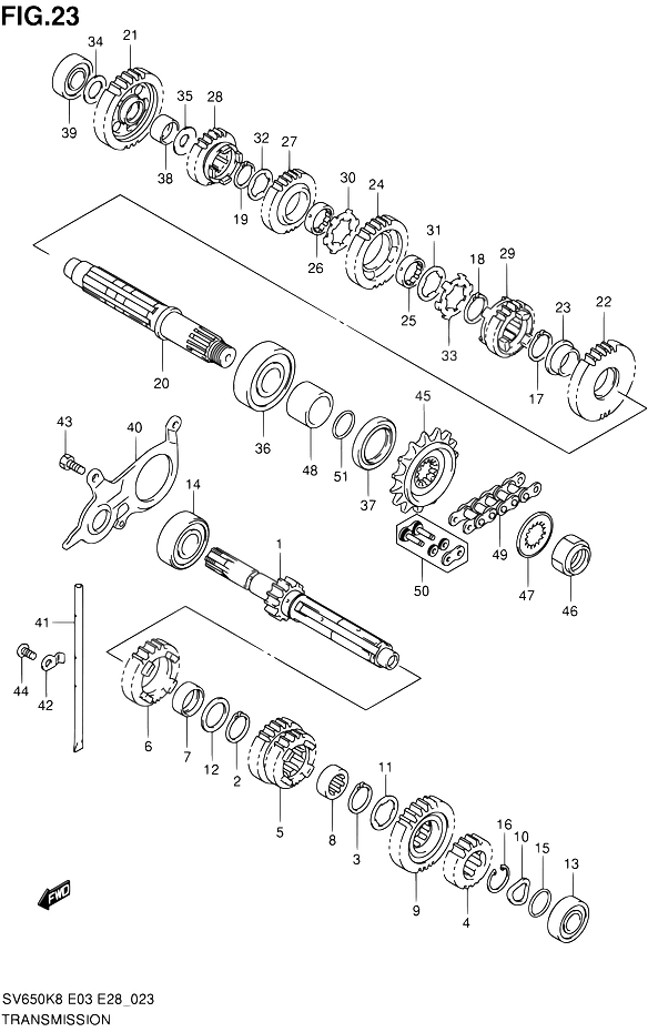 TRANSMISSION POUR SUZUKI SV SSV650S L0 2010