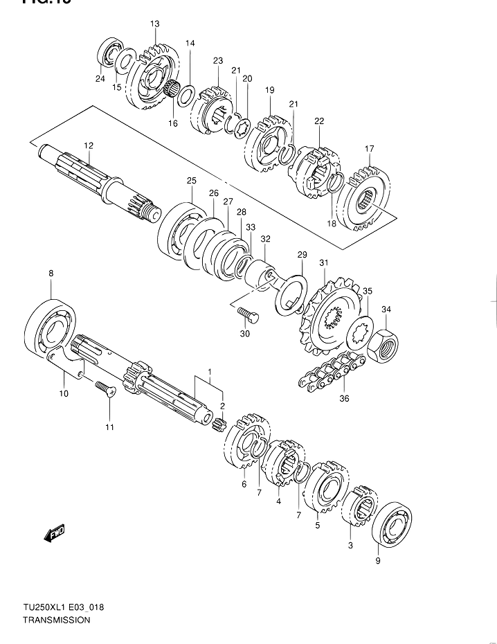 TRANSMISSION POUR SUZUKI TUTU250X L1 2011