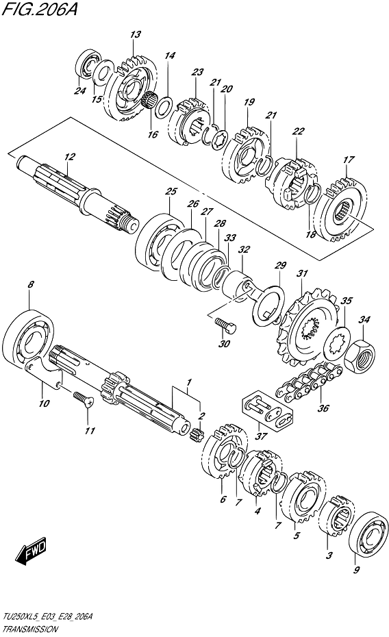 TRANSMISSION POUR SUZUKI TUTU250X L5 1992