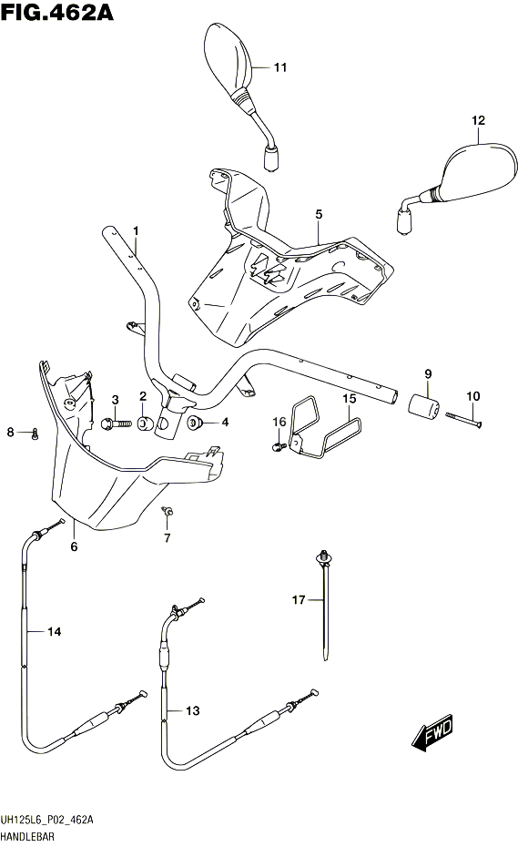 GUIDON POUR SUZUKI BURGMAN 125 2016 POUR BURGMAN 125 UH125A L6 