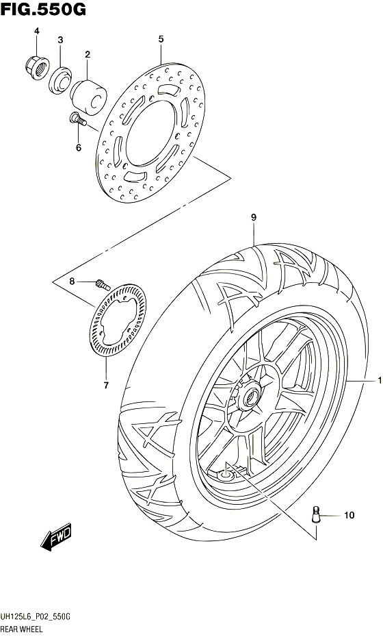 ROUE ARRIERE UH125AL6 P53 POUR SUZUKI BURGMAN 125 2016 POUR BURGMAN 125 UH125A L6 