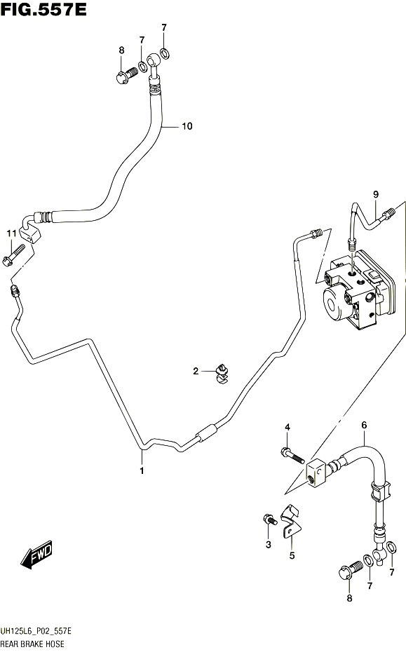 DURITE DE FREIN ARRIERE UH125AL6 P04 POUR SUZUKI BURGMAN 125 2016 POUR BURGMAN 125 UH125A L6 