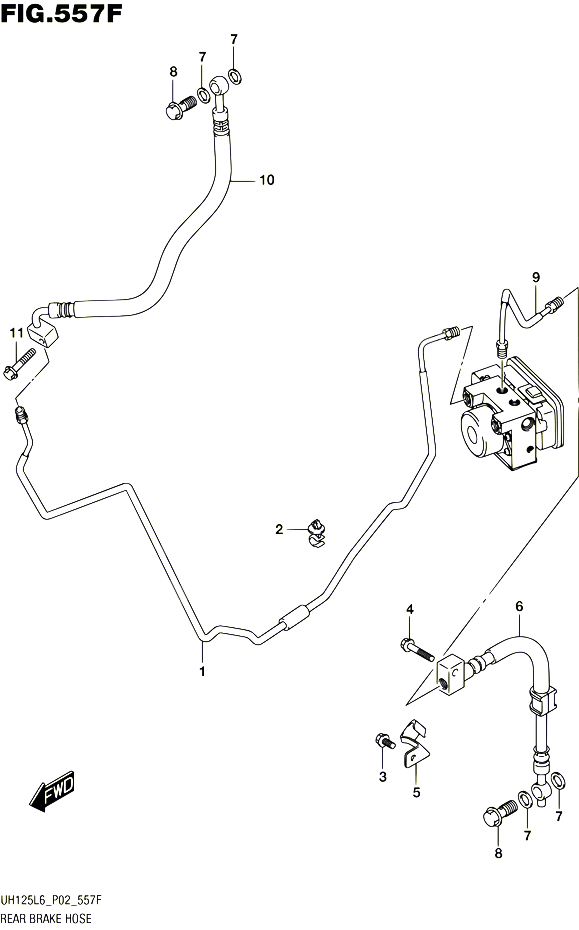DURITE DE FREIN ARRIERE UH125AL6 P19 POUR SUZUKI BURGMAN 125 2016 POUR BURGMAN 125 UH125A L6 