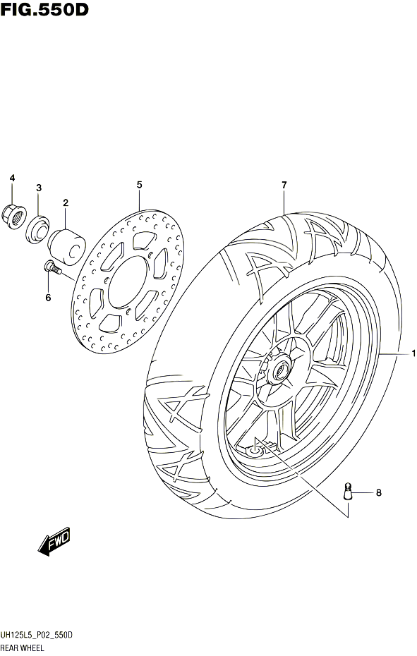 ROUE ARRIERE UH125L5 P53 POUR SUZUKI BURGMAN 125 2015 POUR BURGMAN 125 UH125 L5 