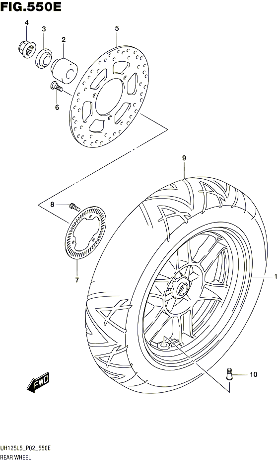 ROUE ARRIERE UH125AL5 P04 POUR SUZUKI BURGMAN 125 2015 POUR BURGMAN 125 UH125 L5 