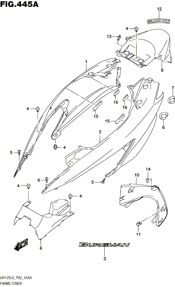 CARENAGES ARRIERE POUR SUZUKI BURGMAN 125 2016 POUR SUZUKI BURGMANUH125 L6 