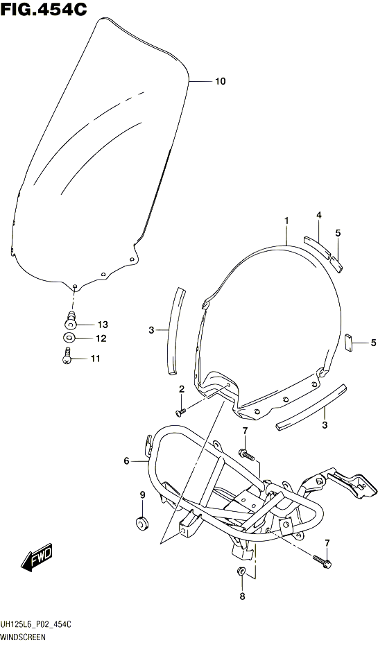 PARE BRISE UH125L6 P19 POUR SUZUKI BURGMAN 125 2016 POUR SUZUKI BURGMANUH125 L6 