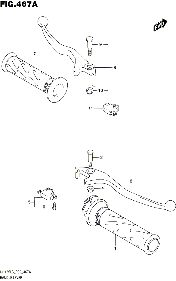 ENSEMBLE LEVIERS POIGNEES POUR SUZUKI BURGMAN 125 2016 POUR SUZUKI BURGMANUH125 L6 