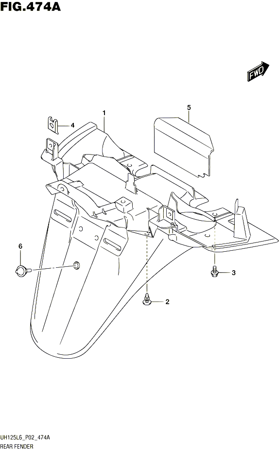GARDE BOUE ARRIERE POUR SUZUKI BURGMAN 125 2016 POUR SUZUKI BURGMANUH125 L6 