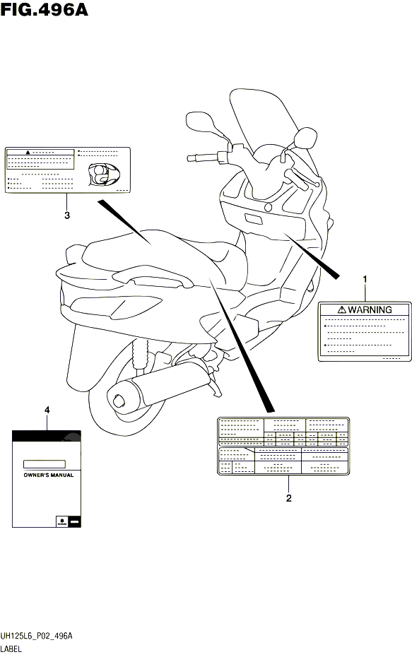 ETIQUETTE UH125L6 P02 POUR SUZUKI BURGMAN 125 2016 POUR SUZUKI BURGMANUH125 L6 