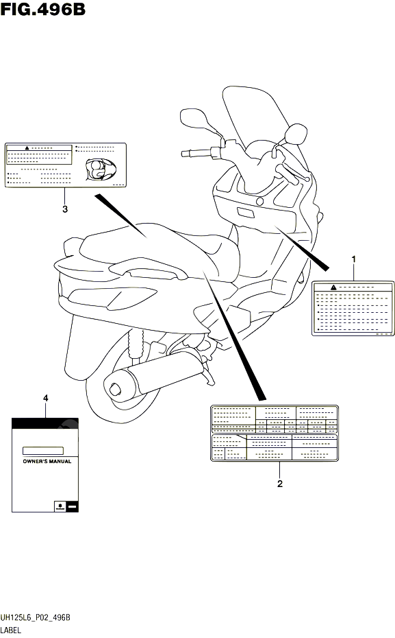 ETIQUETTE UH125L6 P04 POUR SUZUKI BURGMAN 125 2016 POUR SUZUKI BURGMANUH125 L6 