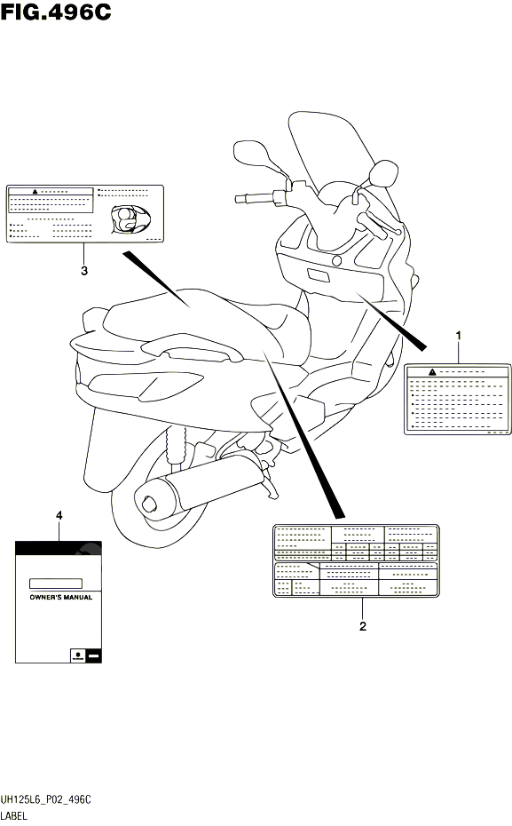 ETIQUETTE UH125L6 P19 POUR SUZUKI BURGMAN 125 2016 POUR SUZUKI BURGMANUH125 L6 