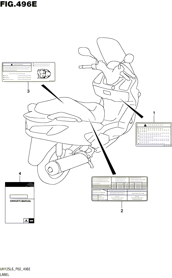ETIQUETTE UH125AL6 P04 POUR SUZUKI BURGMAN 125 2016 POUR SUZUKI BURGMANUH125 L6 