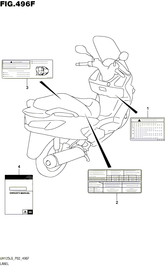 ETIQUETTE UH125AL6 P19 POUR SUZUKI BURGMAN 125 2016 POUR SUZUKI BURGMANUH125 L6 