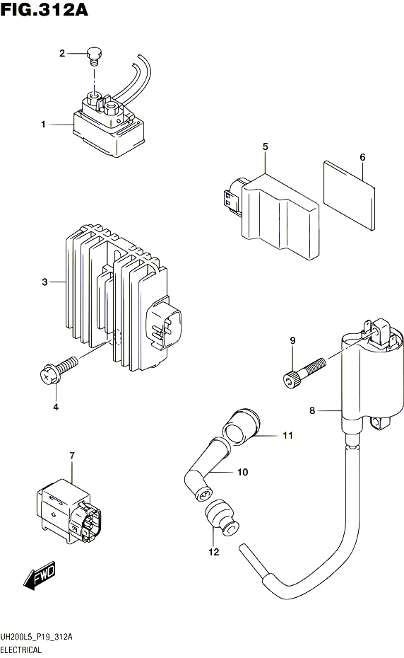 PARTIE ELECTRIQUE UH200L5 P04 POUR SUZUKI BURGMAN 200 1995 POUR SUZUKI BURGMANUH200A L5 