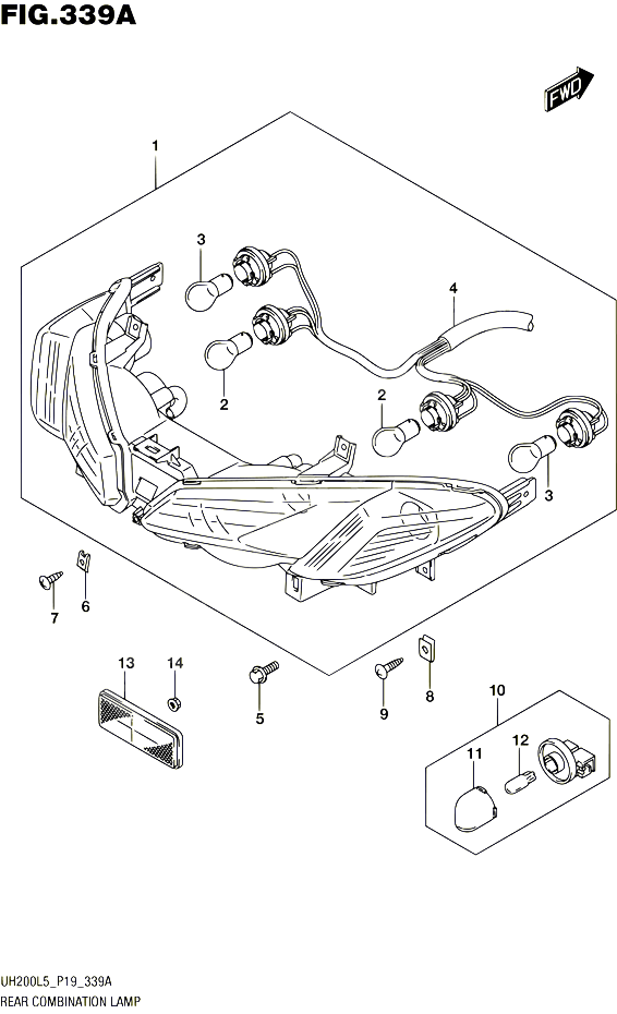 ENSEMBLE FEU ARRIERE POUR SUZUKI BURGMAN 200 1995 POUR SUZUKI BURGMANUH200A L5 