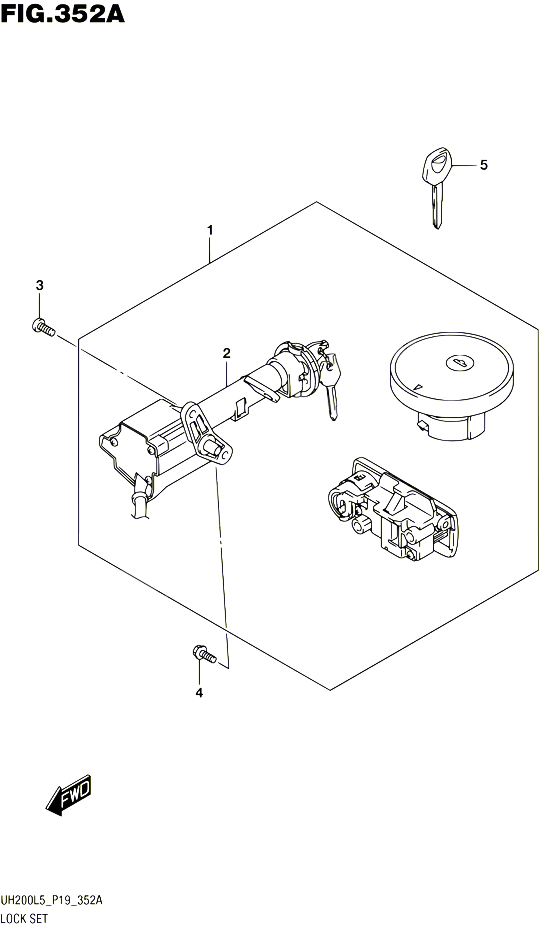 KIT SERRURE UH200L5 P04 POUR SUZUKI BURGMAN 200 1995 POUR SUZUKI BURGMANUH200A L5 