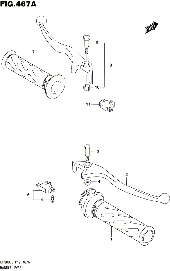 ENSEMBLE LEVIERS POIGNEES POUR SUZUKI BURGMAN 200 1995 POUR SUZUKI BURGMANUH200A L5 