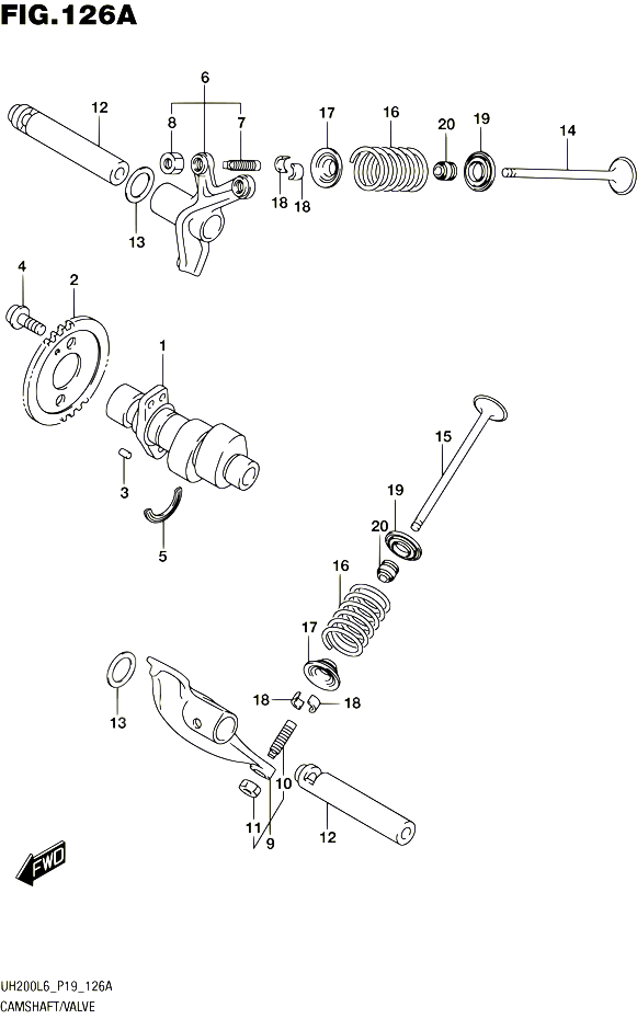 ARBRE A CAMES VALVE POUR SUZUKI BURGMAN 200 2016 POUR SUZUKI BURGMANUH200A L6 