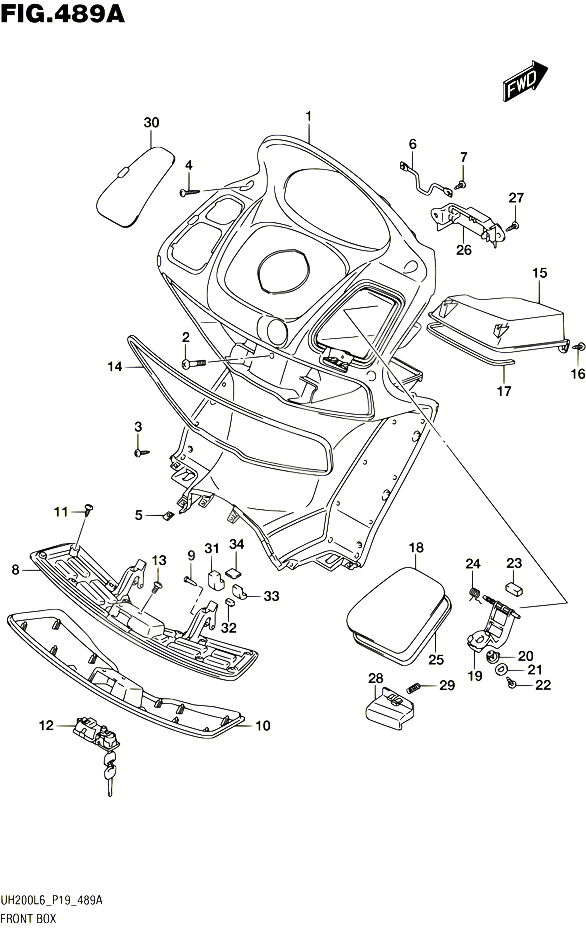 BOITE AVANT POUR SUZUKI BURGMAN 200 2016 POUR SUZUKI BURGMANUH200A L6 