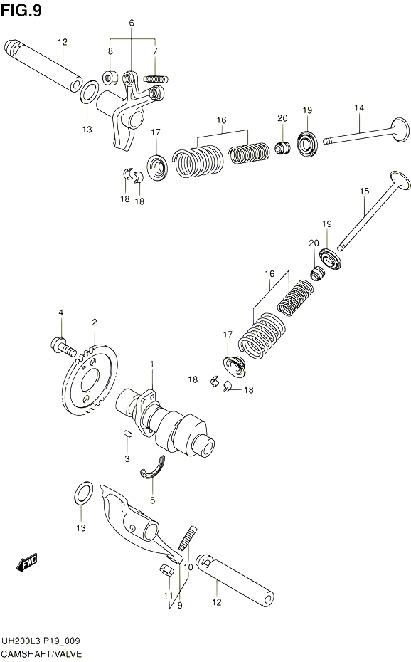 ARBRE A CAMES VALVE POUR SUZUKI BURGMAN 200 2013 POUR SUZUKI BURGMANUH200G L3 
