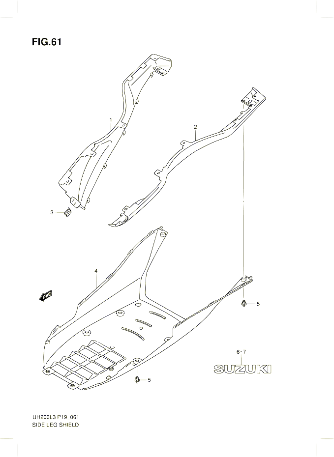 CARENAGES INFERIEUR UH200ZRL3 P19 POUR SUZUKI BURGMAN 200 2013 POUR SUZUKI BURGMANUH200G L3 