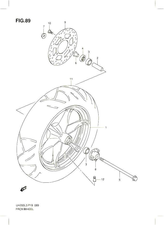 ROUE AVANT UH200GL3 P19 POUR SUZUKI BURGMAN 200 2013 POUR SUZUKI BURGMANUH200G L3 