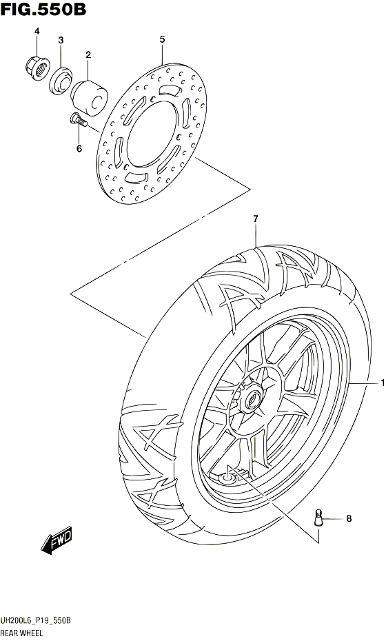 ROUE ARRIERE UH200L6 P53 POUR SUZUKI BURGMAN 200 2016 POUR SUZUKI BURGMANUH200 L6 