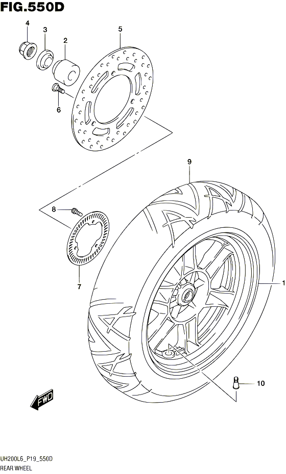 ROUE ARRIERE UH200AL6 P19 POUR SUZUKI BURGMAN 200 2016 POUR SUZUKI BURGMANUH200 L6 