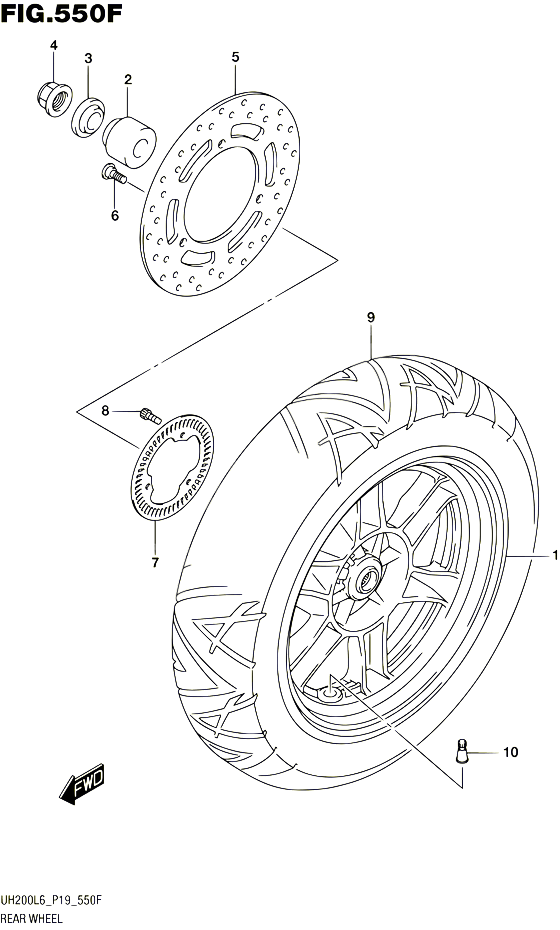 ROUE ARRIERE UH200AL6 P53 POUR SUZUKI BURGMAN 200 2016 POUR SUZUKI BURGMANUH200 L6 