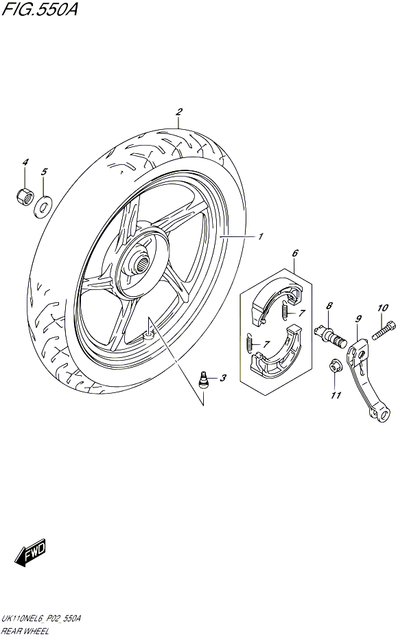 ROUE ARRIERE POUR SUZUKI ADDRESS 110 2016 POUR SUZUKI ADDRESSUK110NE L6 