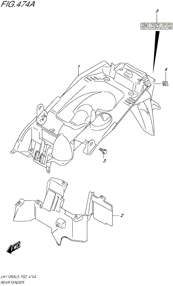 GARDE BOUE ARRIERE POUR SUZUKI ADDRESS 110 2015 POUR ADDRESS 110 SPECIAL EDITION UK110NX L5 