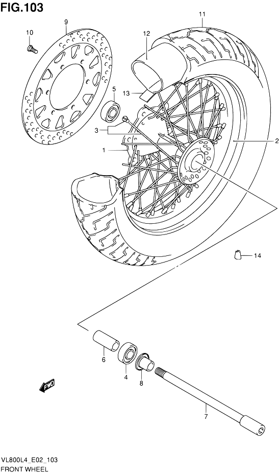 ROUE AVANT POUR INTRUDER 800VL800C L4 2014