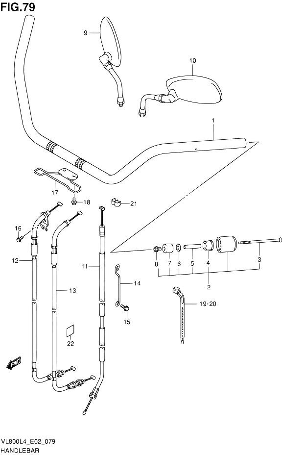 GUIDON POUR INTRUDER 800VL800 L4 2014
