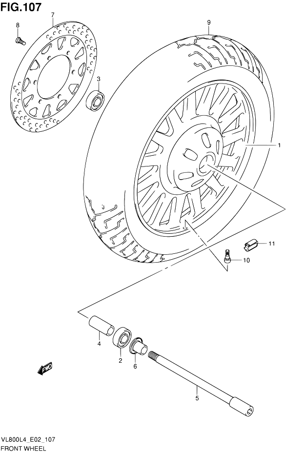 ROUE AVANT POUR INTRUDER 800VL800 L4  2014