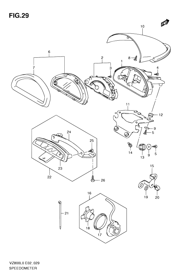 COMPTEUR POUR SUZUKI MARAUDERVZ800 L0 2010