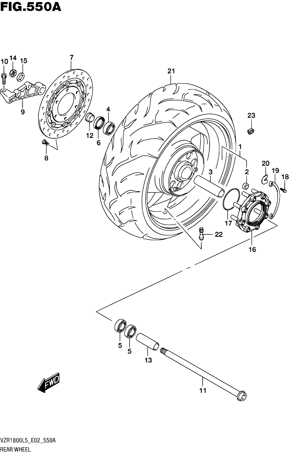 ROUE ARRIERE POUR INTRUDER M1800RVZR1800BZ L5 2015