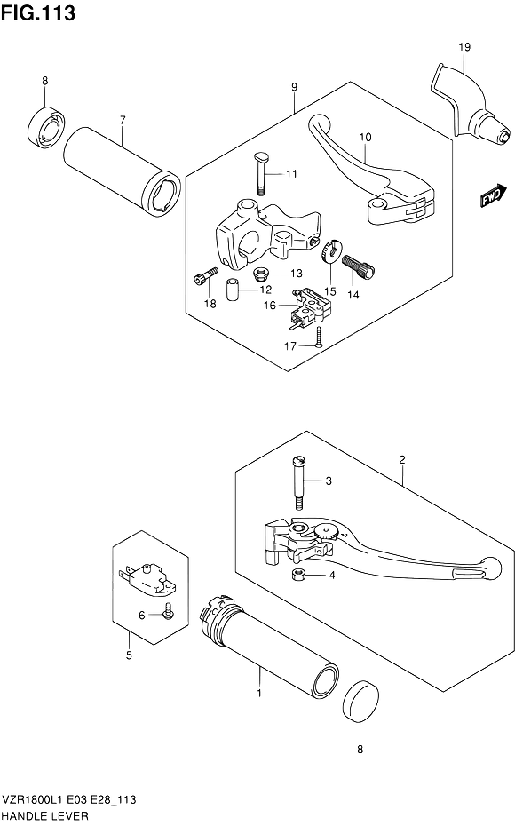 ENSEMBLE LEVIERS POIGNEES POUR INTRUDER 1800 VZR1800 L1 VZR1800Z L1 2011
