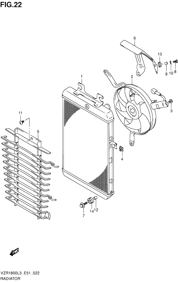 RADIATEUR POUR INTRUDER 1800 VZR1800 L3 VZR1800Z L3 2013