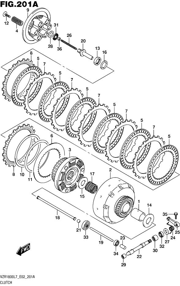 EMBRAYAGE POUR INTRUDER M 1800 RVZR1800 L7  VZR1800BZ L7  2017